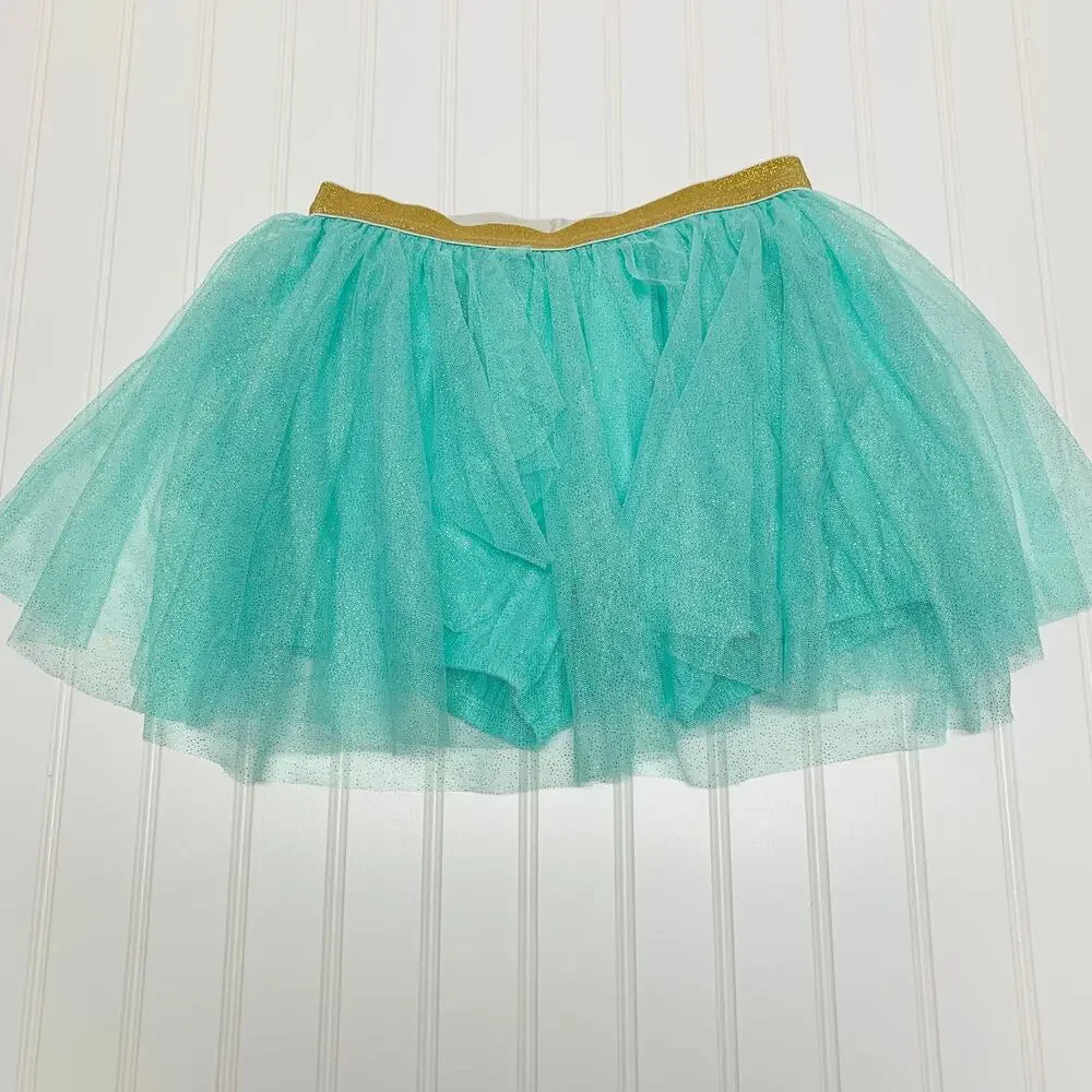 Disney Princess Mint Green Tulle Sparkle Skort Bloomers Sz Large 10/12